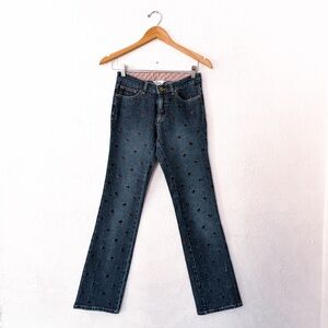 Lilly Pulitzer Womens Y2K White Label Scottie Dog Embroidered Boot Cut Jeans